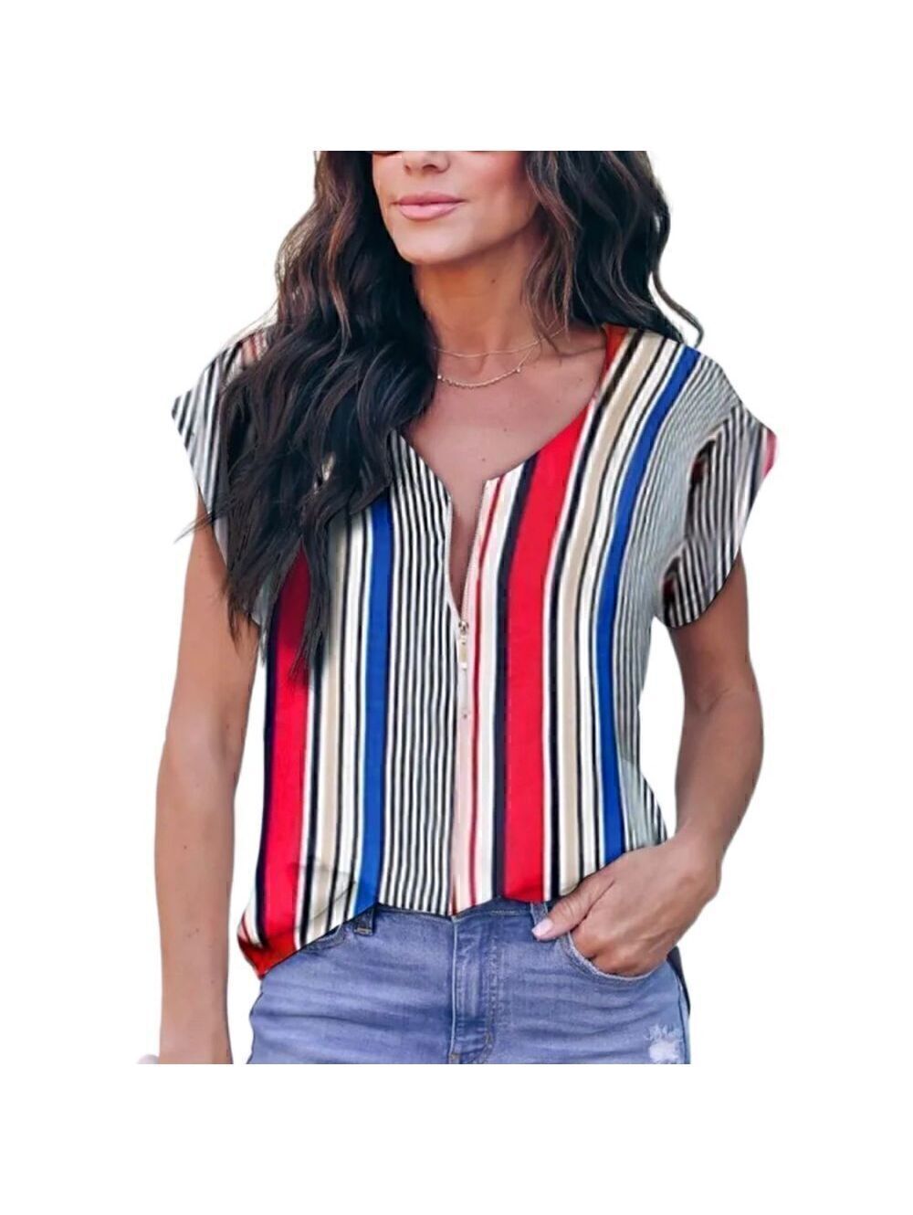 NEW Red and Blue Striped Top Sz XXL